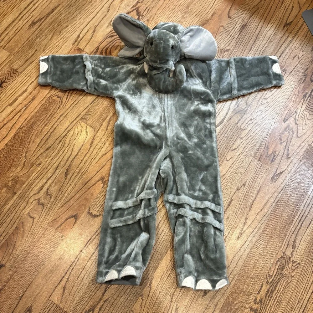 Elephant Costume Plush Gray Hooded Jumpsuit Child Size 44